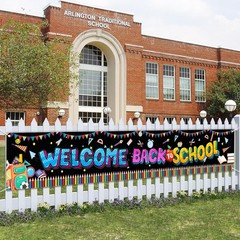 Vibrant School-Themed 120×20 Inch Welcome Back to School Banner – Decorative