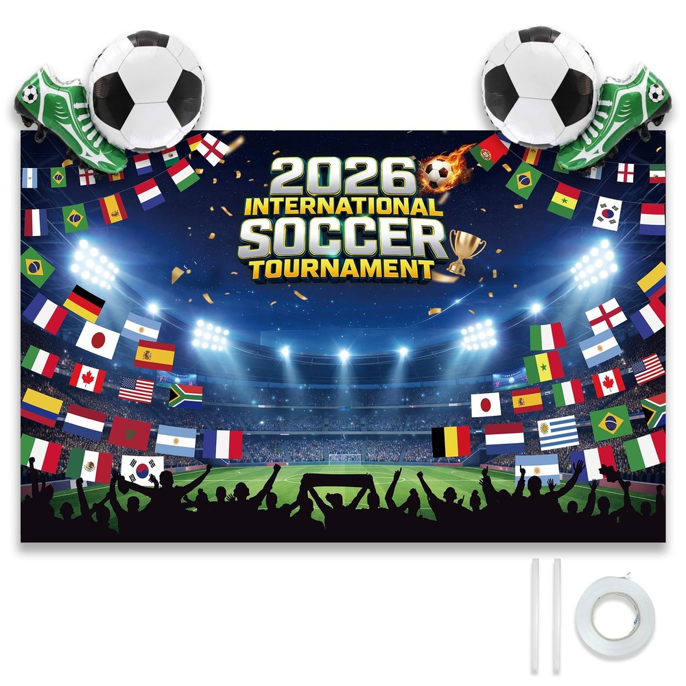 2026 Soccer Party Decorations Set, 71×45″ 71 x 45 inches, Multicolor