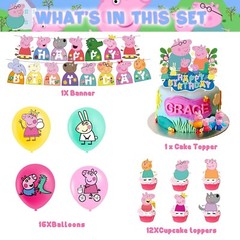 Peppa Pig Birthday Party Decorations Suppplies Set Banner Balloons Cake Toppers