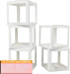 Thickened 5 Pcs White Transparent Balloon Boxes with 78 Letters & Numbers for Cu