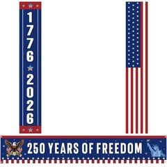Peryiter 3 Pcs 250th Anniversary Banners American Patriotic red, white, blue