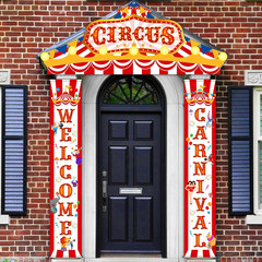 3 Pcs Carnival Circus Porch Banner Decorations Circus Party Awning Hanging Banne
