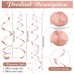 36 Pcs Hanging Swirl Party Decorations Plastic Streamer Swirls Birthday Set