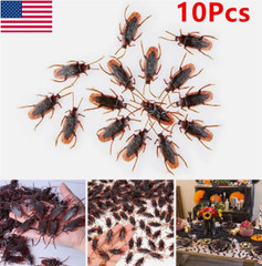 10X Prank Fake Roaches Plastic Cockroaches Creepy Roach Bugs Party Game Toy Gift