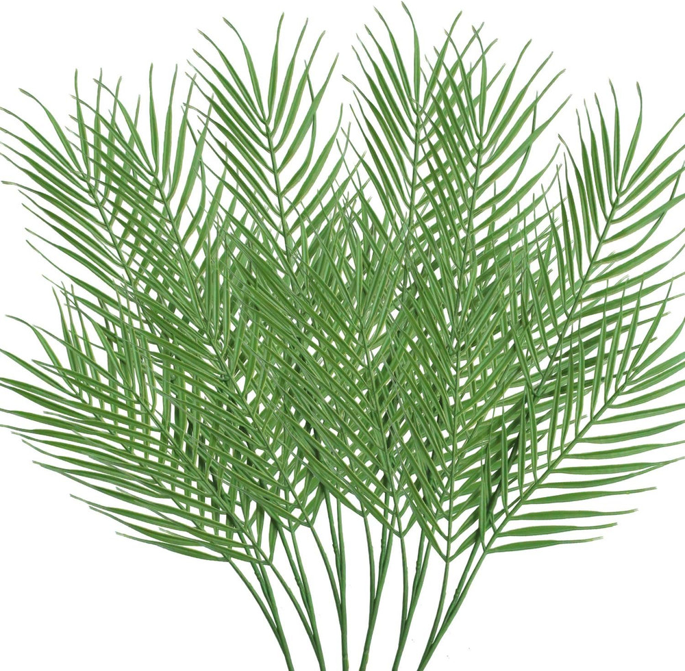 18 Branches 27 Inch Artificial [Palm] [Leave]S 6 PCS Large Faux / Fake Green