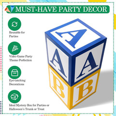 6 Pcs ABC 123 Decorations Back to School Party Decoration Cartoon Street Party D