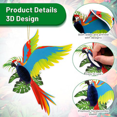 6 Pcs Tropical Birds Honeycombs, Parrot Honeycomb Decorations, Parrot Paper Cuto