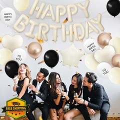Adorely Black Gold Birthday Banner Decor