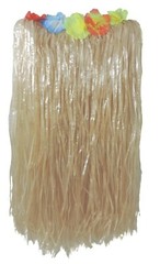 Costume Set Hawaiian Grass Skirt With Flower Lei, Headband & Wristlets 5 Pc Set
