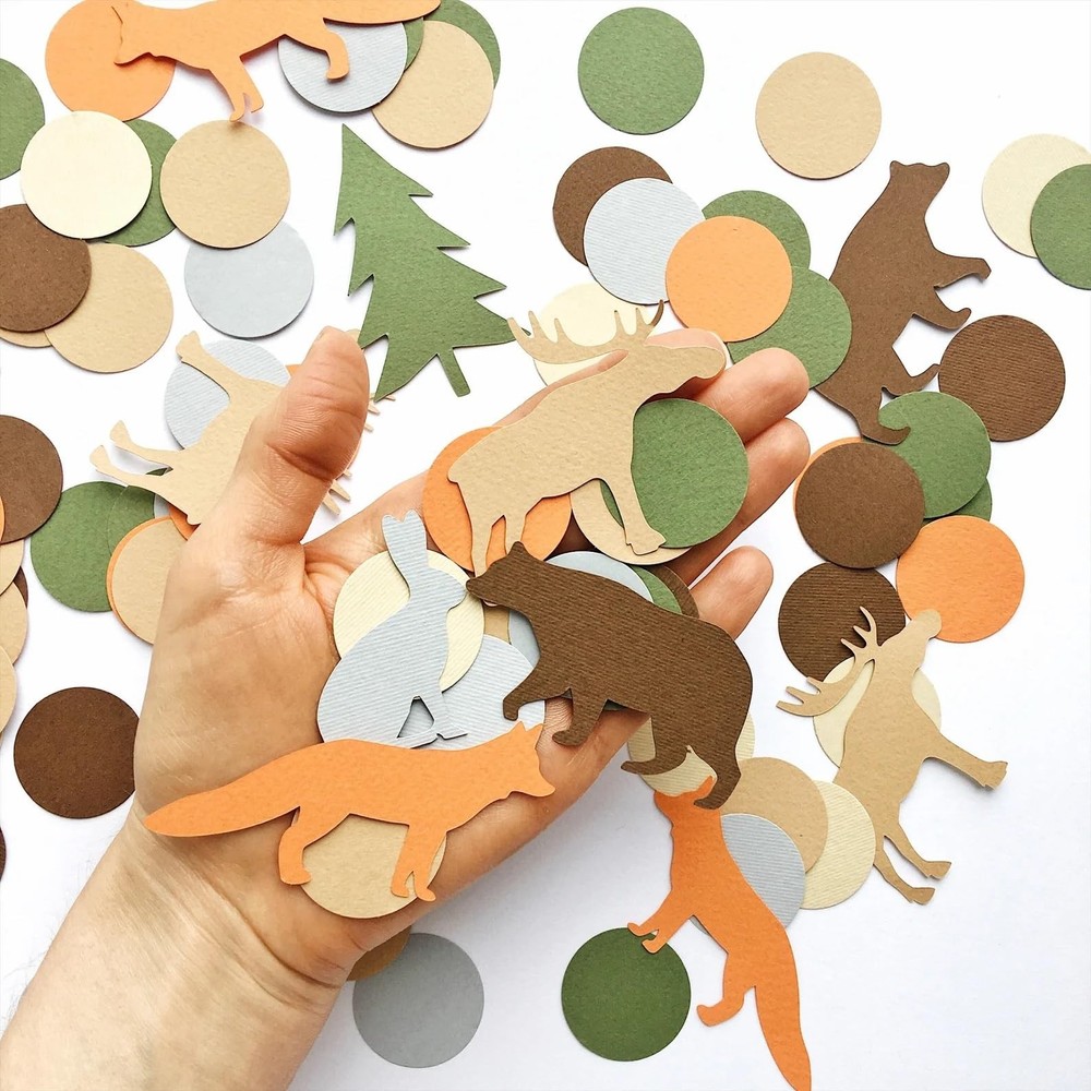 100PCS Woodland Confetti, Forest Animals Party Decor, Woodland Baby Shower, B