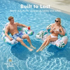 New 3 Pack Pool Floats Adult, OKSUWATER Floaties with Two Cup Holders & Handles