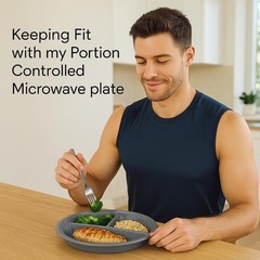 3-Pack Divided Microwave Plates with Vented Lids – Mixed 8 inch, Multicolor