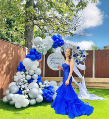 Royal Blue Silver White Balloon Garland Arch Kit, 143 Pcs Decor | Blue and silve