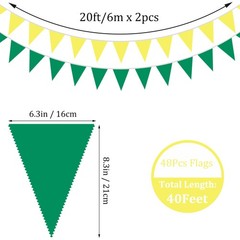 2 Pack Yellow Green Fabric Bunting Banner Pennant Hanging Party Decorations C…