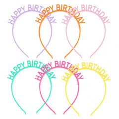 6PCS Colorful Happy Birthday Letter Headband Birthday Party Decoration Happy Bir