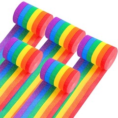 5 Rolls 165 FT Rainbow Crepe Paper Streamers 2.4 Inch Wide Colorful Party