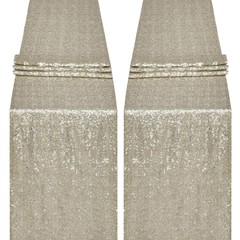 2 Packs 12 x 108 inches Champagne Gold Sequin Table Runner, Glitter Champagne…