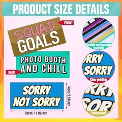 24 Double-Sided Photo Booth Props – Waterproof PVC Signs for Parties