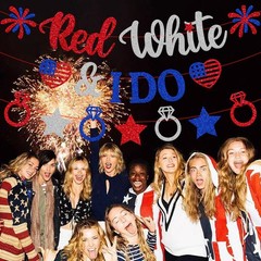 Red White and I Do Banner Independence Day 4 inches by 40 inches, Multi Color