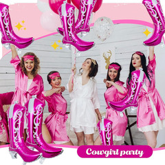 6 Pcs Cowboy Boot Balloons Bulk 25.6 Inch Large Cowgirl Rodeo Western Foil Jumbo