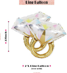 2 Gold Glitter Ring Bachelorette Party Balloons with 40Inch Bottle