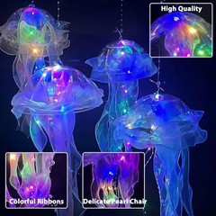 Jellyfish decorations, set of 4 jellyfish lanterns (4 colours)