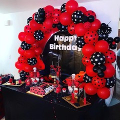 Ladybug Balloons, Red Black Polka Dots Balloons Matte Black and Red Balloon B…