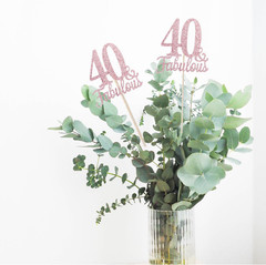 10-Pack Double Sided Fabulous and 40th Birthday Centerpieces for Tables, Number