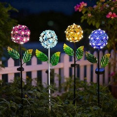 Hydrangea Solar Garden Stake Light Iron Frame for Lawn and Patio Lighting
