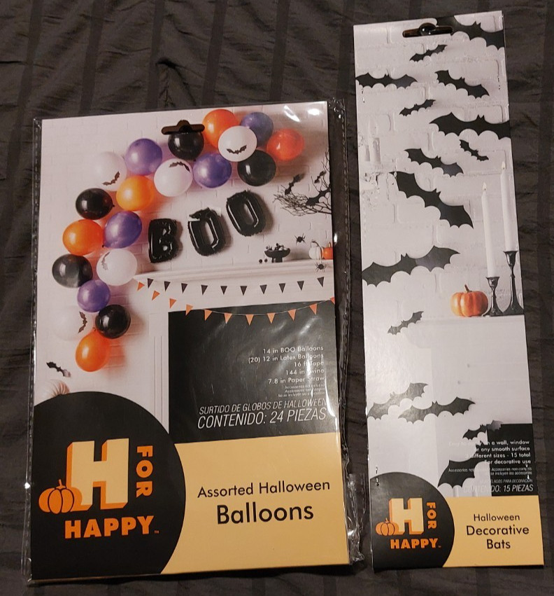 New H for Happy Halloween Decorations Balloons & Bats -5344
