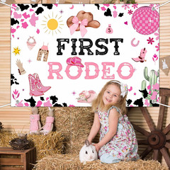 Cowboy 1St Birthday Backdrop Banner Decorations for Girls Western Cowgirl Birthd