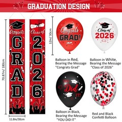 Graduation Decorations Class of 2026 – Red Party Supplies A1