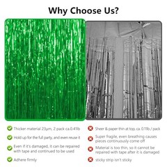 Thicken Streamers 2 Pack 3.2 x 8.2 FT, Tinsel 38.4″W x 98.4″L (Pack of 2) Green