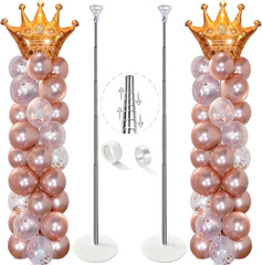 Balloon Column Stand Kit Set of 2, 7Ft Height Adjustable Balloon Arch Kit, Metal