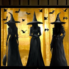 Halloween Decorations Window Clings Decor: 3pcs Large Realist Dark Black