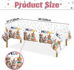 4 Pack Cat Party Tablecloths, Cat Birthday Party Decorations | 51 X 86 Inch