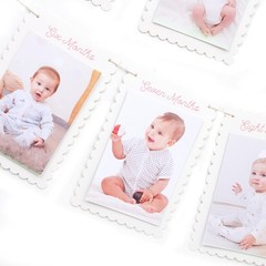MADENG DIY First Year Monthly Photo Banner, Baby Girls One Year Pink Scallope…