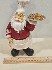 Chef Santa Claus Decor Tabletop Christmas Decorations 8.5 In Chef Hat & Cookies