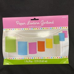 Multi Colored Paper Lantern Garland Party Hanging Decorations ~ 12ft Long