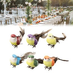 6* Xmas Tree Decor Perched Fake Feather Birds Garden Decoration Ornament New