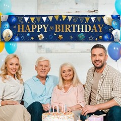 Yard Banner for Happy Birthday Gifts Large Birthday Banners for Blue, Gold