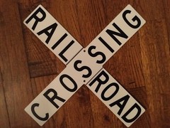 RAILROAD PARTY DECORATION | Trains | White Railroad Crossing Wall Sign & Stand