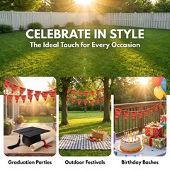 40M/130FT Red Triangle Pennant Banner Flag Metallic Fabric Bunting Garland fo…