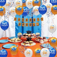 74 Pack Blue and Orange Graduation Balloons Class of 2026 Graduation Decorations