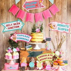 Candy Themed Party Supplies 20 Pcs, Directional Signs for Kids Girls