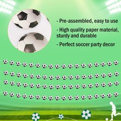 4 Pack Soccer Ball Garland, 2.36 Inches Football Paper Cutout Hanging Garland…