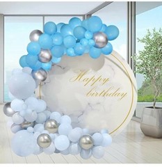 Blue Balloon Garland Arch Kit, 135 Pieces, 18″ 12″ 10″ 5″ Blue & Silver Latex