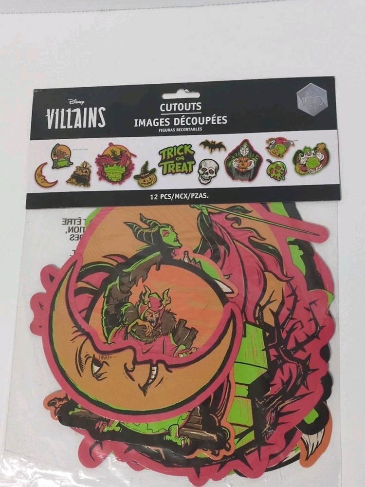 Disney Villains Halloween Cutouts (12pcs) – Single-Sided Party Decorations – NEW