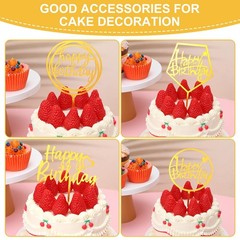 100 PCS Gold Acrylic Happy Birthday Cake Toppers Glitter Double Sided Decor