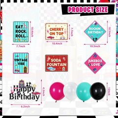 50s Retro Diner Birthday Party Decorations, 1950s Sock Hop Party Decoration D…